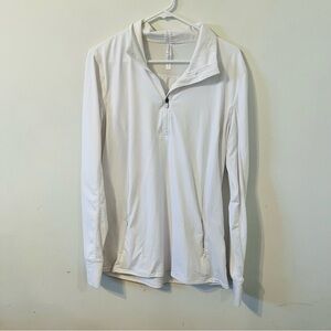 Fabletics White Pullover Performance Jacket Size XL Thumb Holes